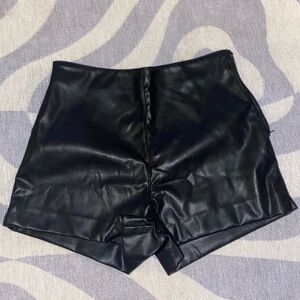 Black Pleather High-Waisted Shorts